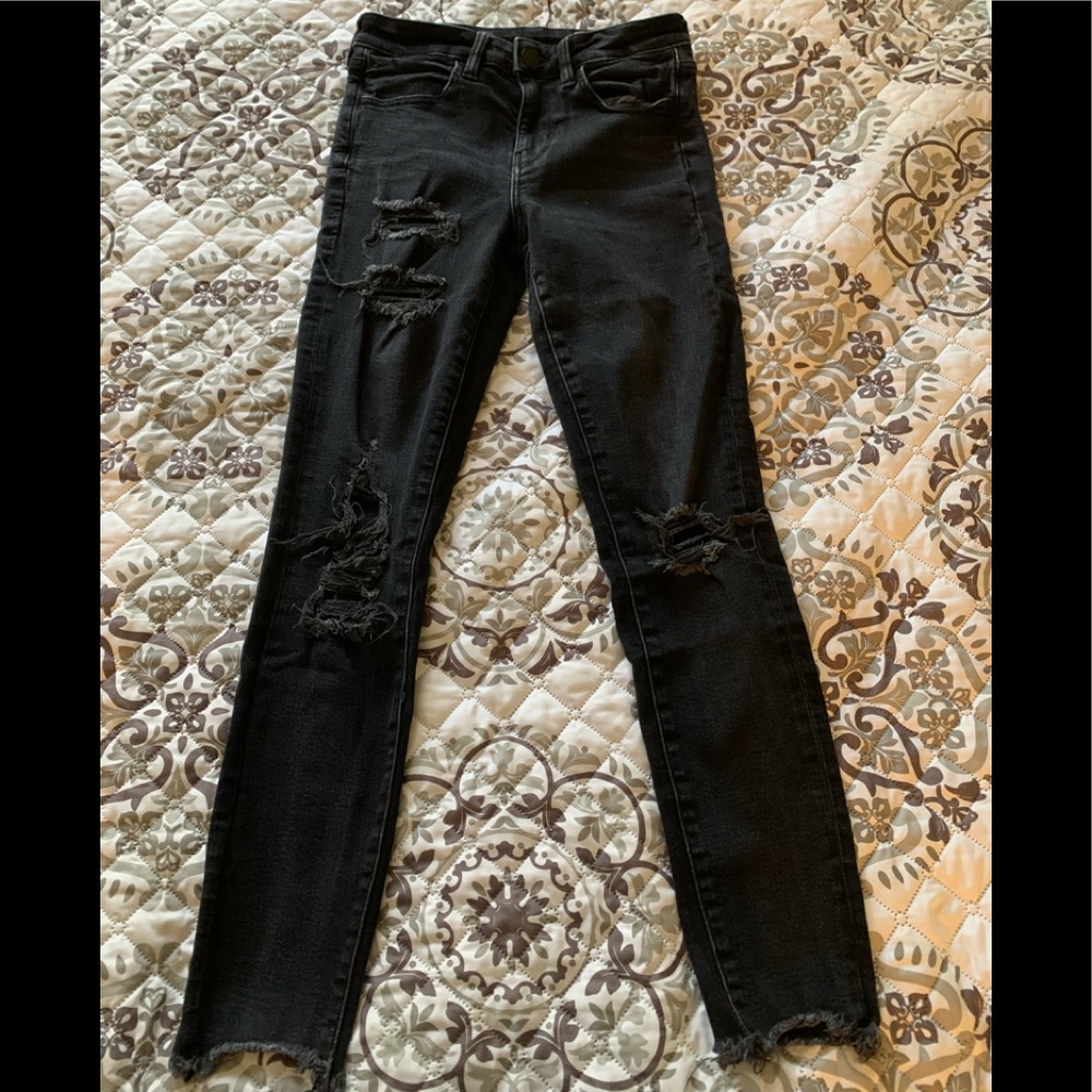 American Eagle black distressed denim jeans